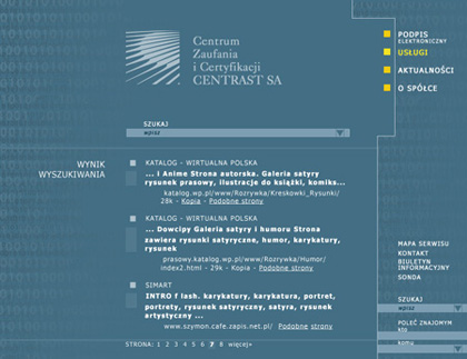 projekt layoutu stron www CENTRAST SA strona1